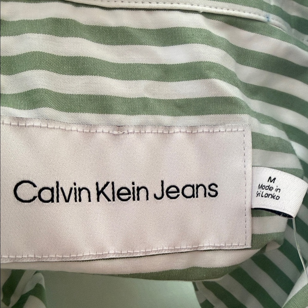 Calvin Klein Jeans women’s green Striped Shirt size M - Picture 4 of 11